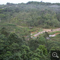 Blick von der Samboja - Lodge hinunter auf den Sekundärregenwald.