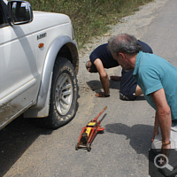 Tyre change.