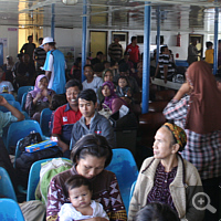 On the ferry.