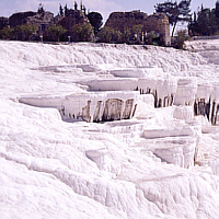 Lime sinter terraces of Pamukkale (Turkey).