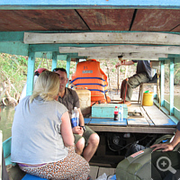 I cross together with a Dutch couple the river in front of Cat Tien National Park.